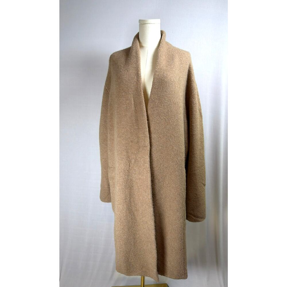 Vince Wool Alpaca Blend Collarless Cardigan Coat L Screen Worn Outer Banks Camel - Picture 2 of 8